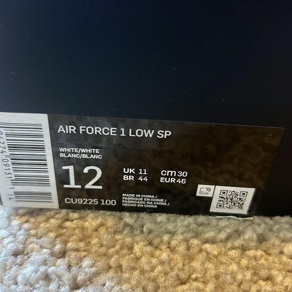 Air Force Supreme white sneakers men’s size 12 main image 4